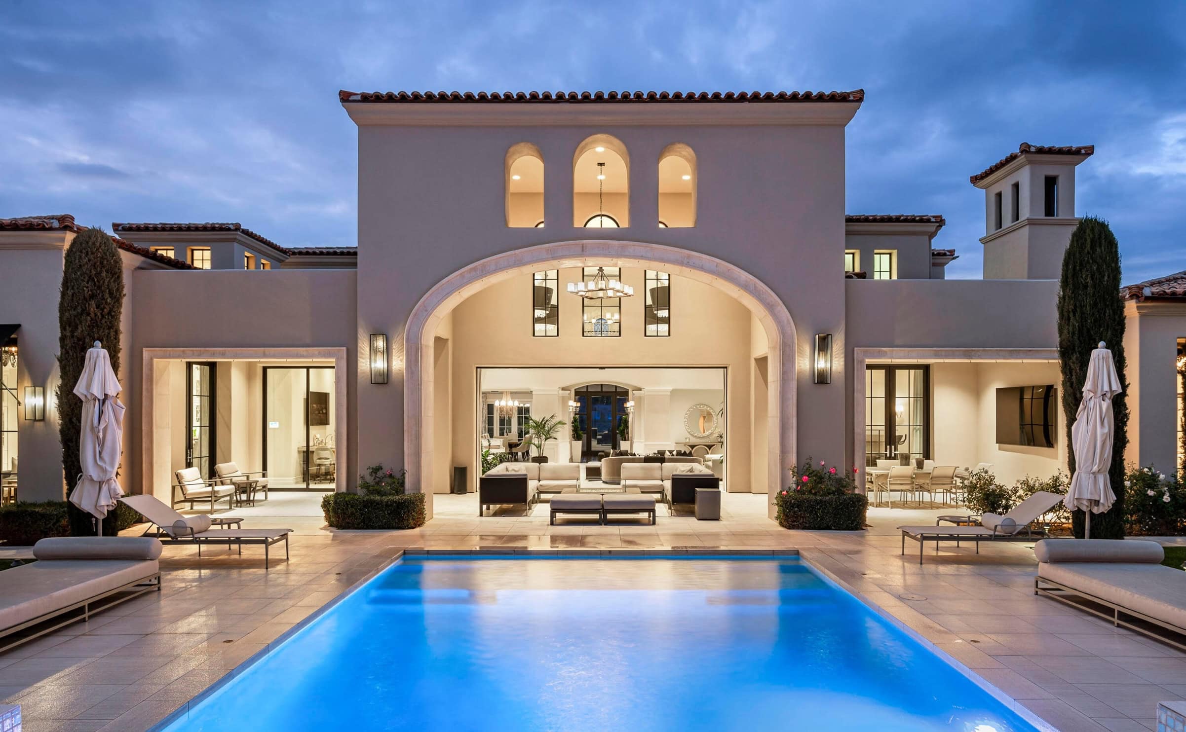 Backyard pool and patio of a luxury Scottsdale, Arizona estate